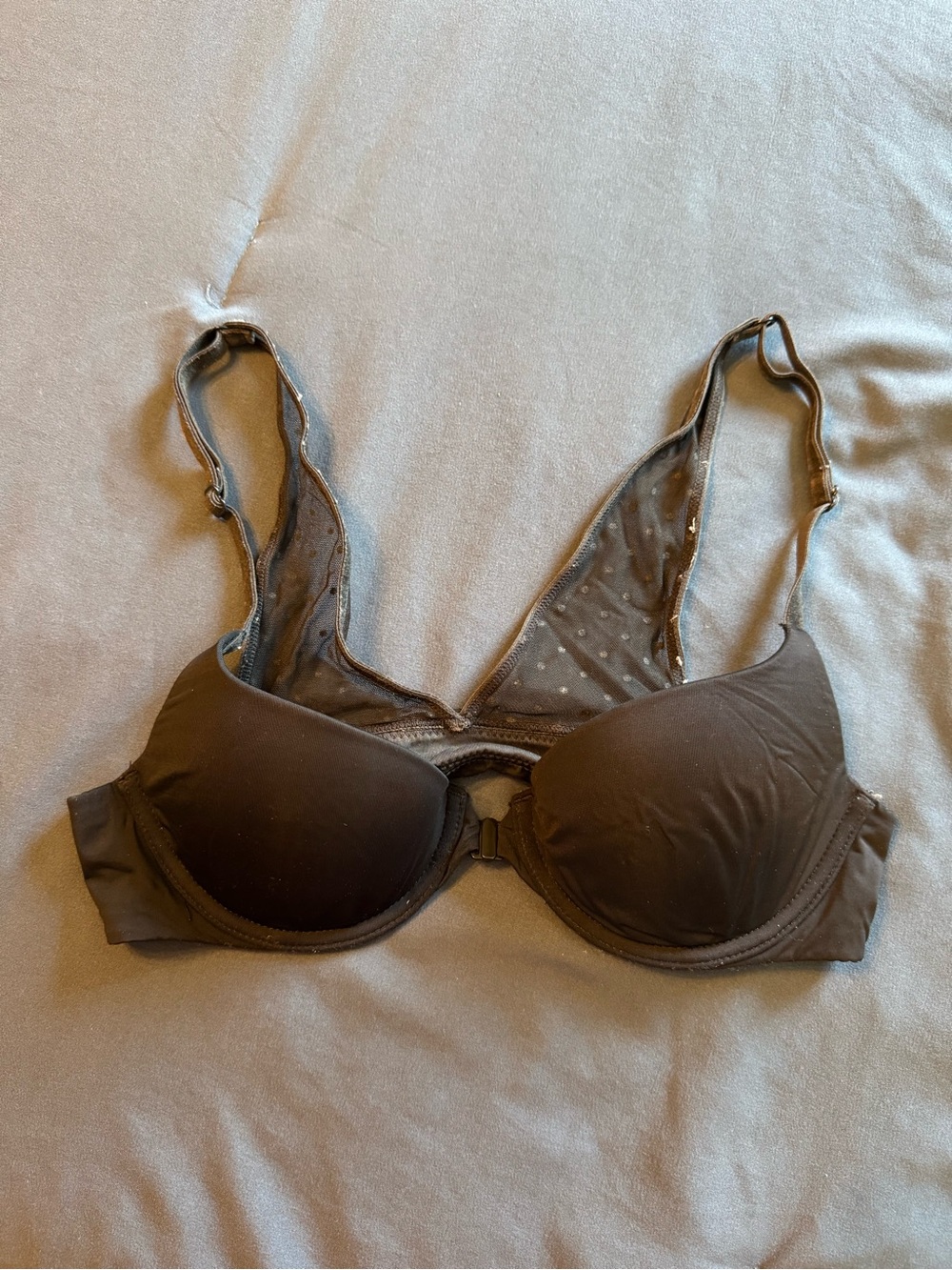 FREE Victoria's Secret Black Padded Front-Close Bra with Mesh Racerback